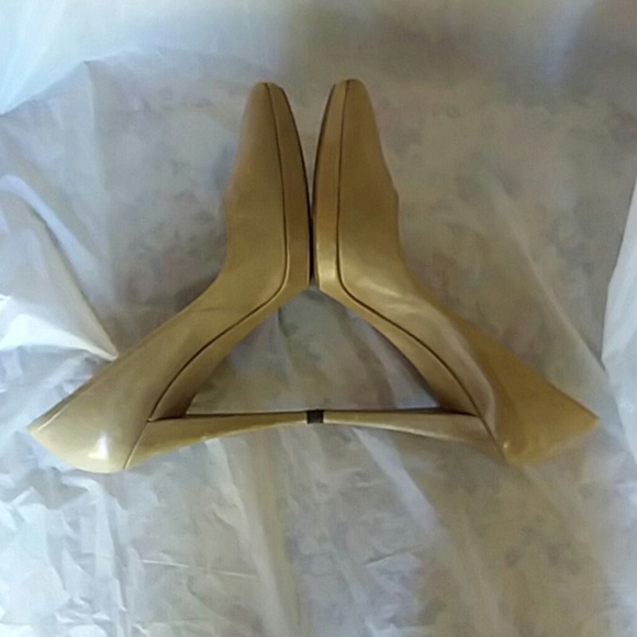 Vtg YSL Platform Pumps 9.5 taupe leather Italy Yves St Laurent Rive Gauche - Picture 7 of 12